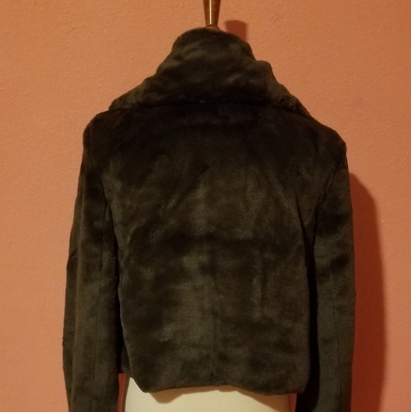 TIMING Olive Green Faux Fur Glam Plush Peacoat NWT - Picture 8 of 8